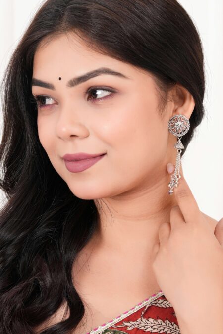 Women Traditional Silver AZ838-OXidised Jhumka Set | German Silver Chand Baliyan & Jhumkas Earrings for Women | Birthday & Anniversary Gift -AZ838-OX-ER49