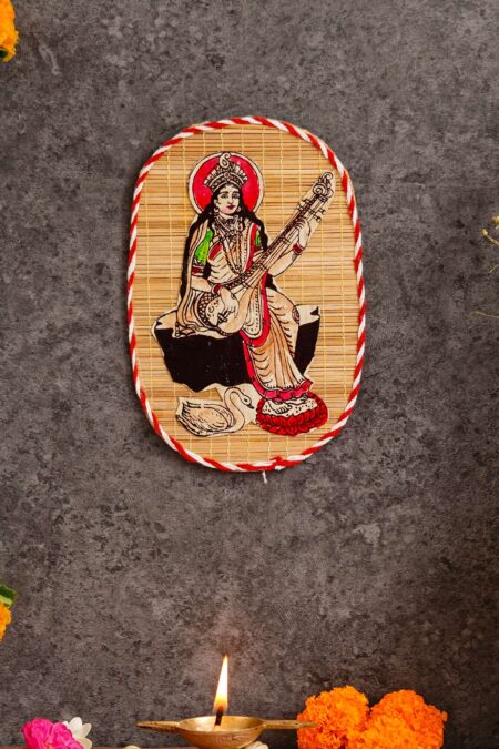 Bamboo Hand Crafted Wall Hangings Of Godess Sarwasti Ji For Home Decor
