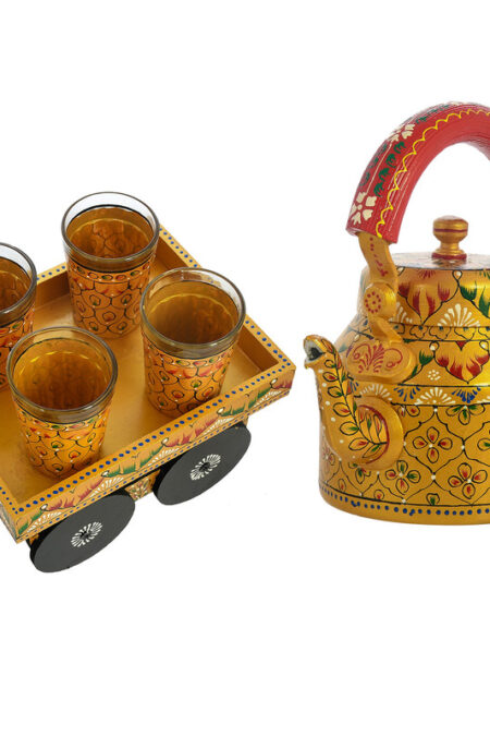 ALUMINIUM TEA KETTLE WITH 4 GLASS