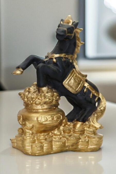 Coin Horse Black Golden,6 Inch, for Home & Office Decor, Gifting