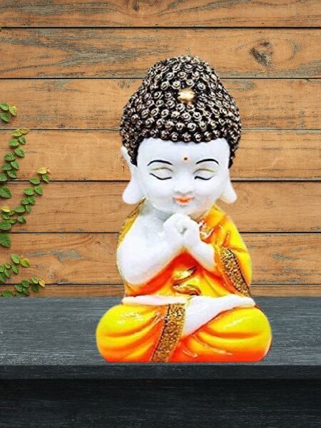Handicrafts Baby Buddha Showpieces for Home Decor Living Room Diwali Gifts for Family and Friends(Orange